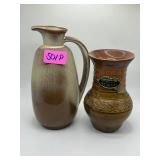 8" FRANKOMA POTTERY PITCHER, DRYDEN ORIGINAL VASE