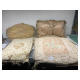 ANTIQUE FRENCH TAMBOUR CUSHION HAND STITCHED