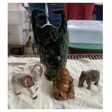 BUDDHA & ELEPHANTS WOODEN & CERAMIC