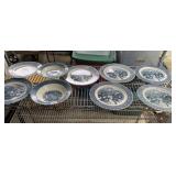 CURRIER & IVES PLATES & BOWLS, SOME CHIPS
