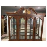 CHERRY MIRRORED BACK CABINET GLASS SHELVES W/