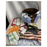 SUGAR BUCKET, SLIPPERS, LINENS