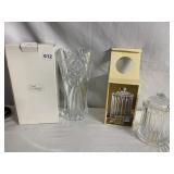 JG DURANDE CRYSTAL VASE AND LENOX CRYSTAL COVERED