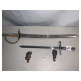SWORD CSA INDIA ON BLADE AND KNIFE W/ DISPLAY