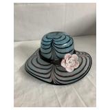 ART GLASS WOMANï¿½S HAT WITH FLOWER, GROUND PONTIL