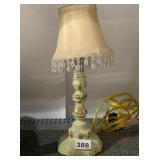 CANDLE STICK LAMP W/ BEADED SHADE