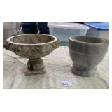 MARBLE MORTAR, ALABASTER MINI BIRD BATH