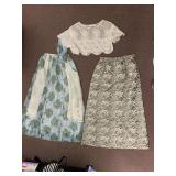 HAND MADE SKIRT WITH LACE DETAIL, LACE HALF TOP,