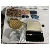 GENUINE SUEDE BLACK CLUTCH, BRIGHTON GLASS CASES,