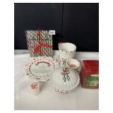 THE WHITE BARN CANDLE HOLDER, GLASS CANDY CANES,
