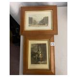 2 BURLED WOOD FRAMED PRINTS INCL. REGENT ST. FROM