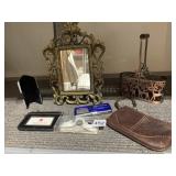 MIRROR W/ STAND, METAL HOLDER, WALLET, ETC.