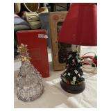 GLASS TREE LAMP AND GLASS TREE CANDY DISH BY