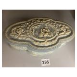 GENUINE INCOLAY STONE OVAL DRESSER BOX NEVER USED