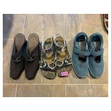 SZ 40 SNAKE PRINT CALCEO SANDALS, A2 HEELS SZ 11,