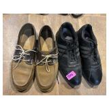 ADIDAS GOLF SHOES 10.5, TIMBERLAND LOAFERS SZ 10