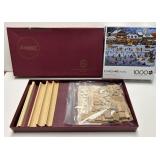 VINTAGE SCRABBLE GAME AND CHARLES WYSOCKI 1000 PC