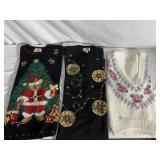 3 WOMENï¿½S SZ LARGE SWEATERS WITH HAND DONE