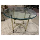 BRASS CROSS MEMBER BASE THICK GLASS TOP SIDE