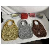 3 SEQUIN TOTE BAGS, SAKS FIFTH AVE COSMETIC CASE,