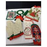 HAND MADE POTHOLDERS, APRON, ETC.