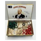 VINTAGE CARROM PIECES IN KING EDWARD CIGAR BOX
