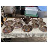 FAIRYLAND CHINA TEAPOT, SAUCERS, DESSERT PLATES,