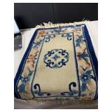 RUG WOOL AREA RUG BLUE/CREAM 22" X 42"