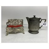 PEWTER CREAMER WITH FLIP TOP LID AND JEWELRY BOX,