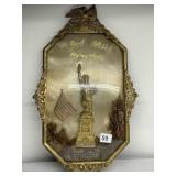 12X19 CONVEX GLASS IN BRASS FRAME WITH STATUE OF