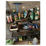 WEED BE GONE, WATERING CAN, METAL SHELF