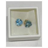 PAIR OF SWISS BLUE TOPAZ EARRINGS 4.40TCT IN 14K
