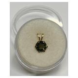 MOLDAVITE .60CT PENDANT IN 14K GOLD SETTING .32