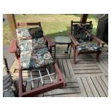 RED CHAISE AND ARMCHAIRS, METAL TABLE AND 4