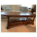 OVAL COFFEE TABLE W/ 2 LOWER DRAWERS