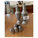 STERLING SALT & PEPPERS, AND PEWTER PAIR