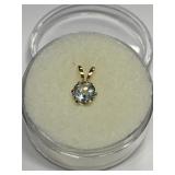 AQUAMARINE PENDANT IN 14K GOLD SETTING .20 GRAMS