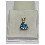SWISS BLUE TOPAZ 2.20CT PENDANT IN 14K GOLD