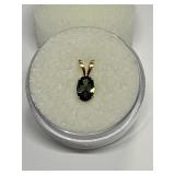 MOLDAVITE 0.53CT PENDANT IN 14K GOLD SETTING .28