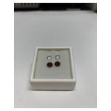 2- 5MM ROUND GARNETS AND CLEAR STONES