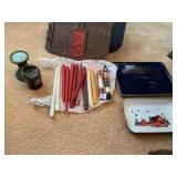 CANDLES AND SERVING PLATES