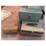 METAL BOXES, NO KEYS, SHOESHINE KIT