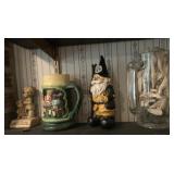 STEELER GNOME, BEER MUG FILLED WITH SEASHELLS,