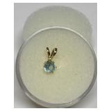 SWISS BLUE TOPAZ PENDANT IN 14K GOLD SETTING .22