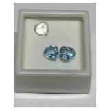THREE HEART SHAPE STONES ONE CLEAR AND TWO BLUE