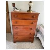5 DRAWER MAPLE DRESSER W/ CARVED ACCENT FRONT 44"