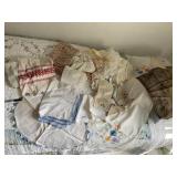 ASSORTED LINENS, SOME HAND EMBROIDERED