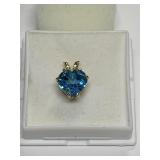 SWISS BLUE TOPAZ 2.95CT PENDANT IN 14K GOLD