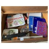 NOTEBOOKS, EXTENSION CORD, BATTERIES, DRAWING BY