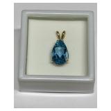SWISS BLUE TOPAZ 4.98CT IN 14K GOLD SETTING